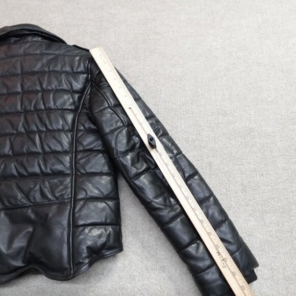 Alexander Wang x H&M Womens Jacket 4 Black Leather Moto Quilted - Picture 8 of 10